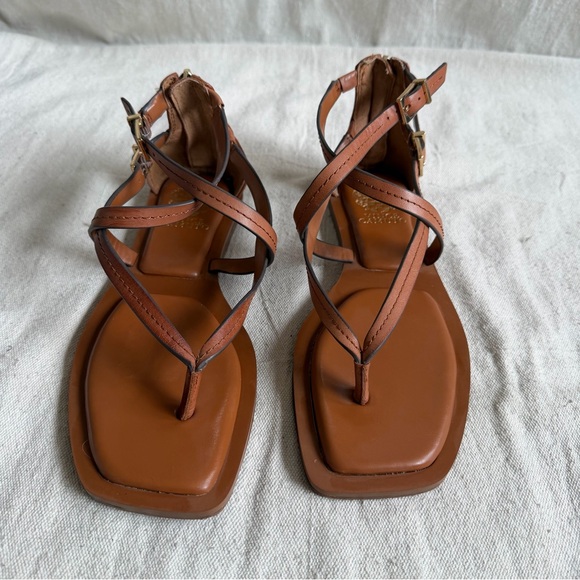 Vince Camuto Erendira Gladiator Sandals 7.5 Cognac Leather Boho Festival - Picture 2 of 14